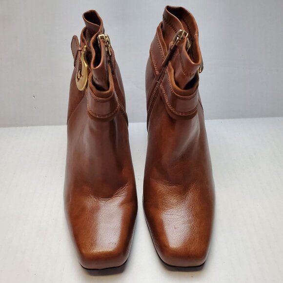 Franco Sarto Women's‎ 43855250 Tan Leather Square Toe Buckle Ankle Bootie Sz 6M - Picture 3 of 9